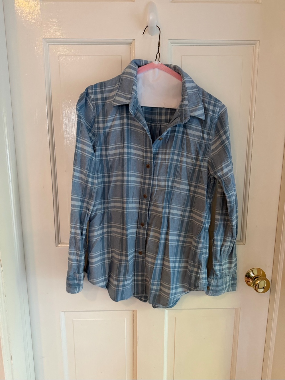 Faherty Classic Stretch Flannel Blue Plaid Button Down Shirt Women’s S